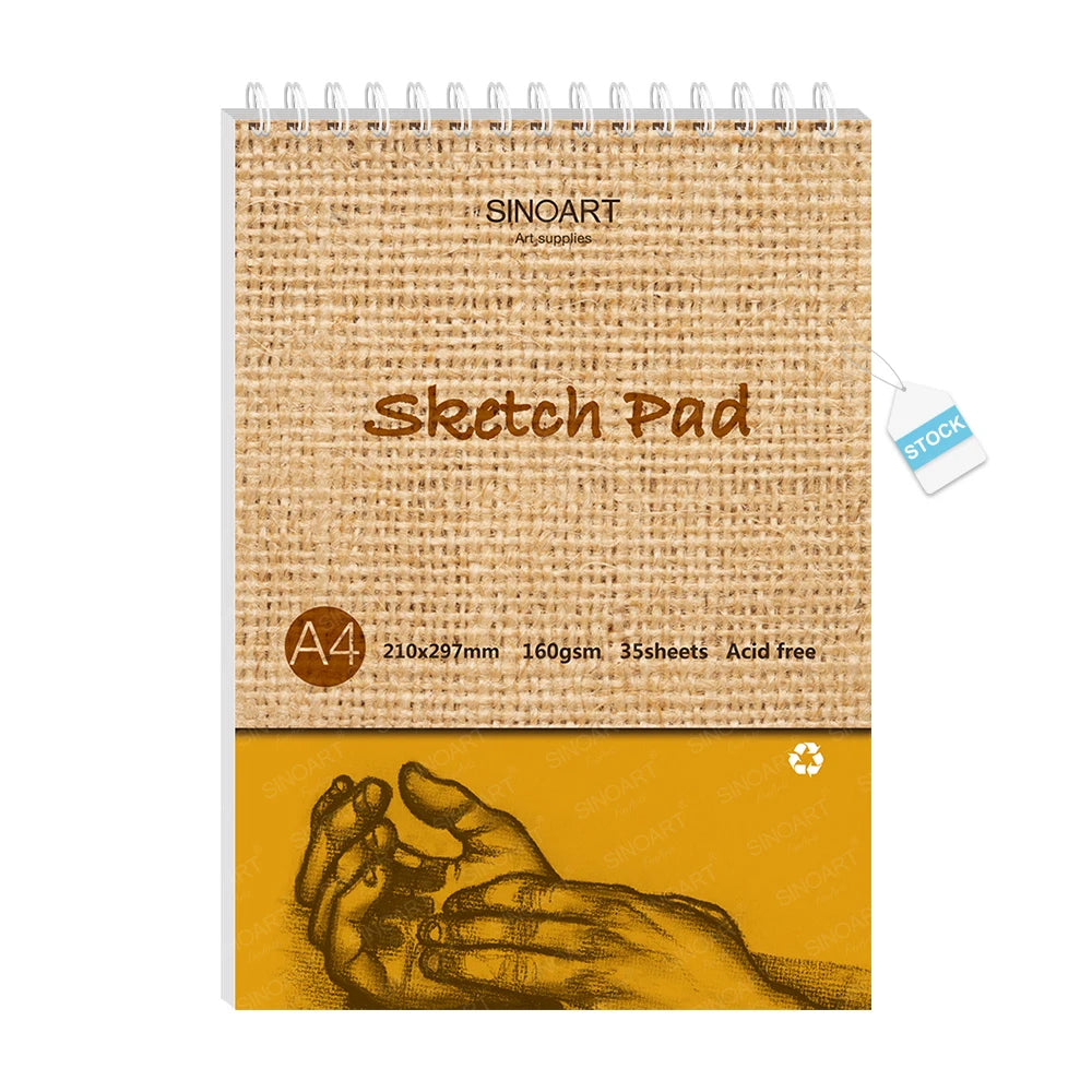 SINOART Low MOQ A4 Sketchbook Wholesale 35 Sheets Spiral Sketchbook 160g Sketchbook A4 for Sketch Supplies
