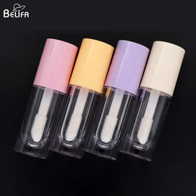 New Style Transparent Round Shape 6.5ML Empty Lip Gloss Tube Unique clear Lip Gloss Container With Big Brush Wand