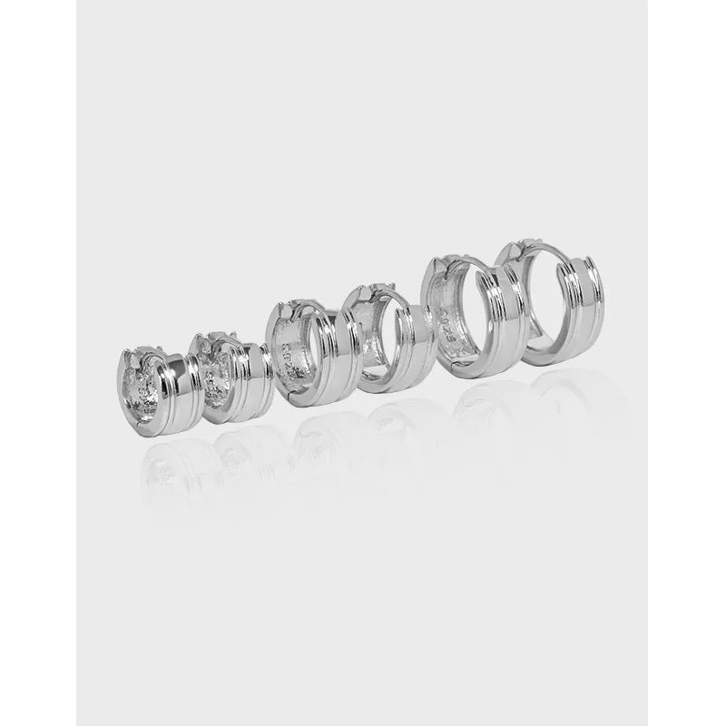 925 Sterling Silver Simple Chunky Hoop Earrings Luxury Textural Designer Earrings Geometric Earrings Women Jewelry