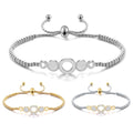 Women Adjustable String Crystal Bracelet Jewelry Stainless Steel Round Charm Adjustable Rope Bracelets for Women