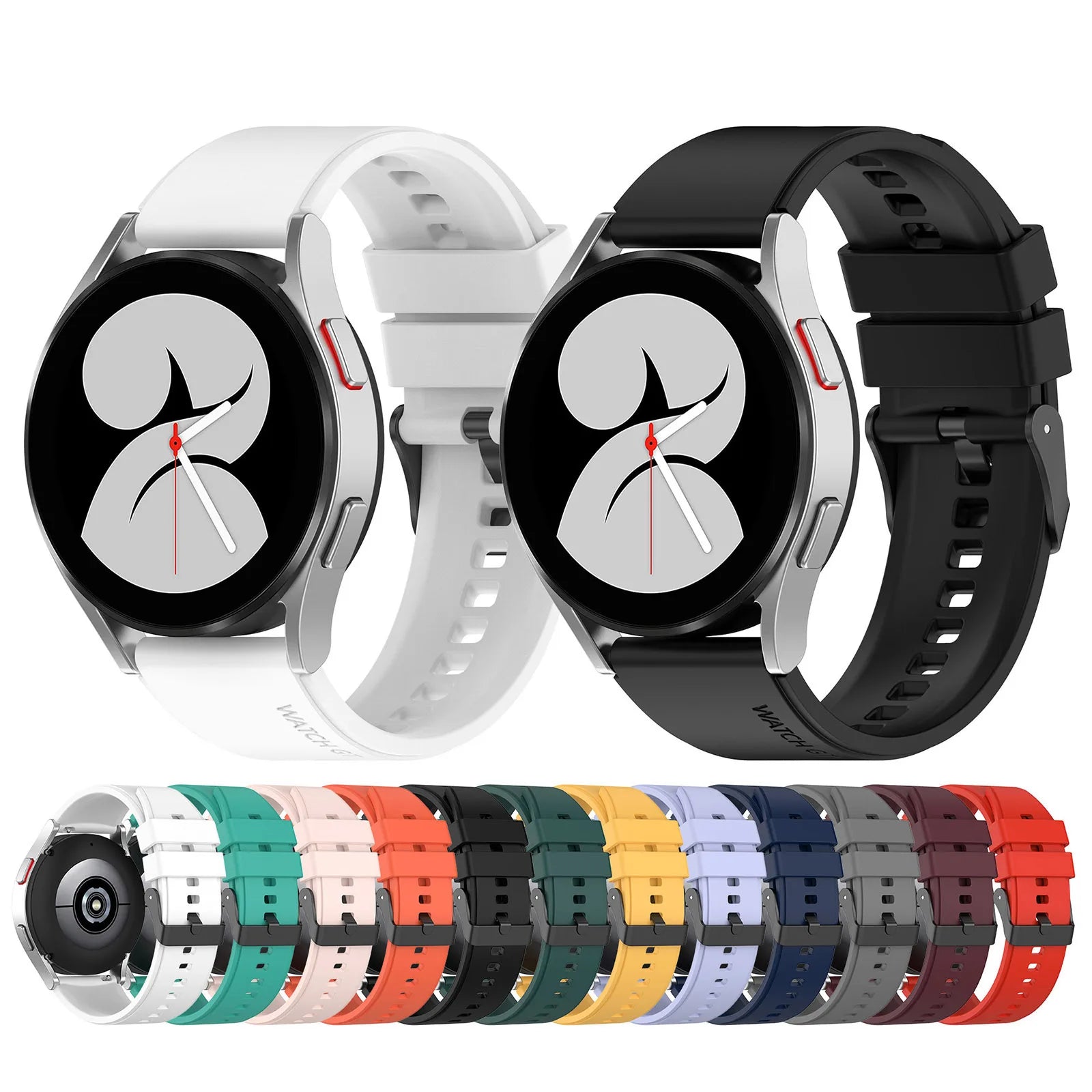 Eraysun 20mm Soft Rubber Silicone Quick Release Watch Band Strap for Samsung Galaxy Watch 5 / 5pro With Black Buckle
