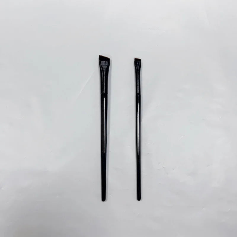 Professional Thin Wooden Handle Angled Flat Head Eyebrow Eyeliner Brush