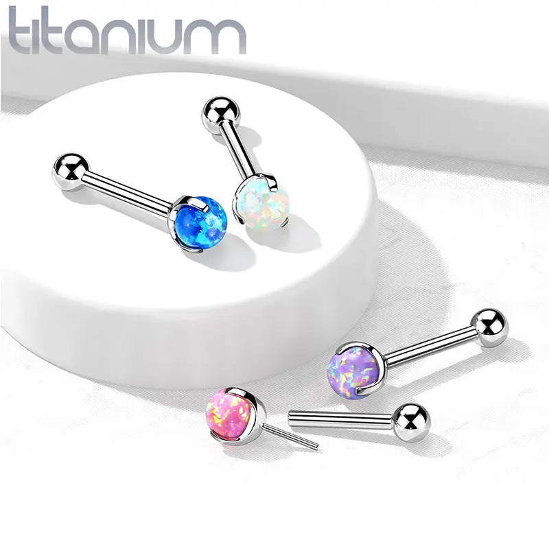 Barbell Piercing Threadless Push in Opal
