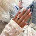 Custom Designer Almond Shape Press on Nails French Stiletto Pink White Edge Press on Nails