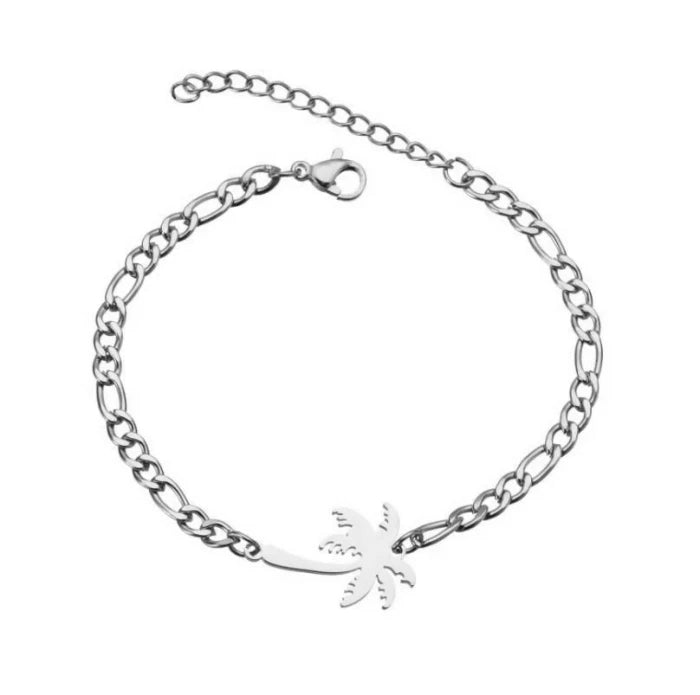 Summer Best Selling Jewelry Silver/gold Plated Fashion Wholesale Stainless Steel Beach Palm Tree Bracelet for Men Women