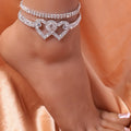 Personalized Sexy Jewelry Anklet Claw Crystal Rhinestone Anklet Double Heart Anklet for Women
