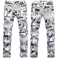 Korean Style Men Jeans Causal 3D Letter Printing Design Young Man Jeans Fashion Slim Male Denim Pants