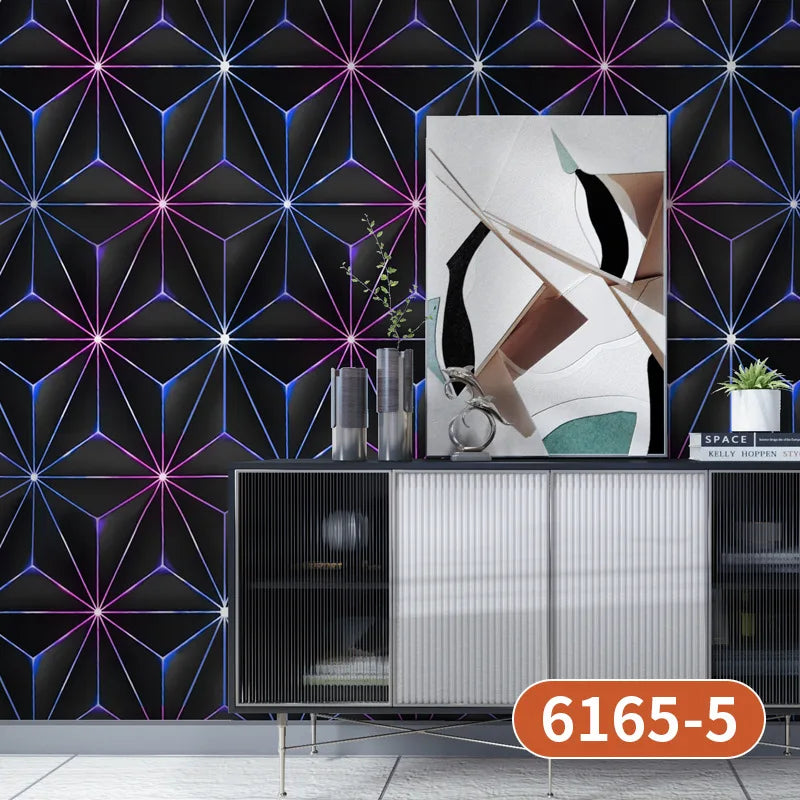 Modern 3D Geometric Wallpaper Self-Adhesive PVC Waterproof for Gaming and Hotel Wall Makeovers
