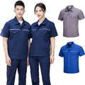 Reflective Stripe Safety Workshop Worker Working Short Sleeve Industry Construction Uniform Suit Zipper Jacket and Pant Set