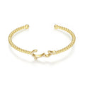 Kirin Jewelry 18K Gold Plated 925 Sterling Silver Tennis Bracelet Beaded Zircon Open Cuff Bangle for Gifts or Engagement