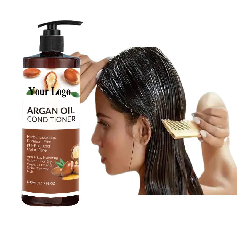 OEM 500ML Hydrating Thickening Hair Conditioner Argan Oil Moisturizing Cream for Dry Chemically-Damaged Hair New Herbal