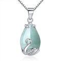 Jadeite Factory Wholesale 925 Silver Inlaid Natural Swan Jade Pendant Necklace Simple Necklace Female