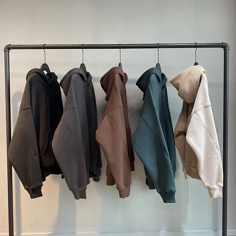 Men's 100% Cotton Puff Printing Heavy Weight Oversized Hoodies Drop Shoulder Custom Logo Brown Blank Hooded Sweatshirts for Men
