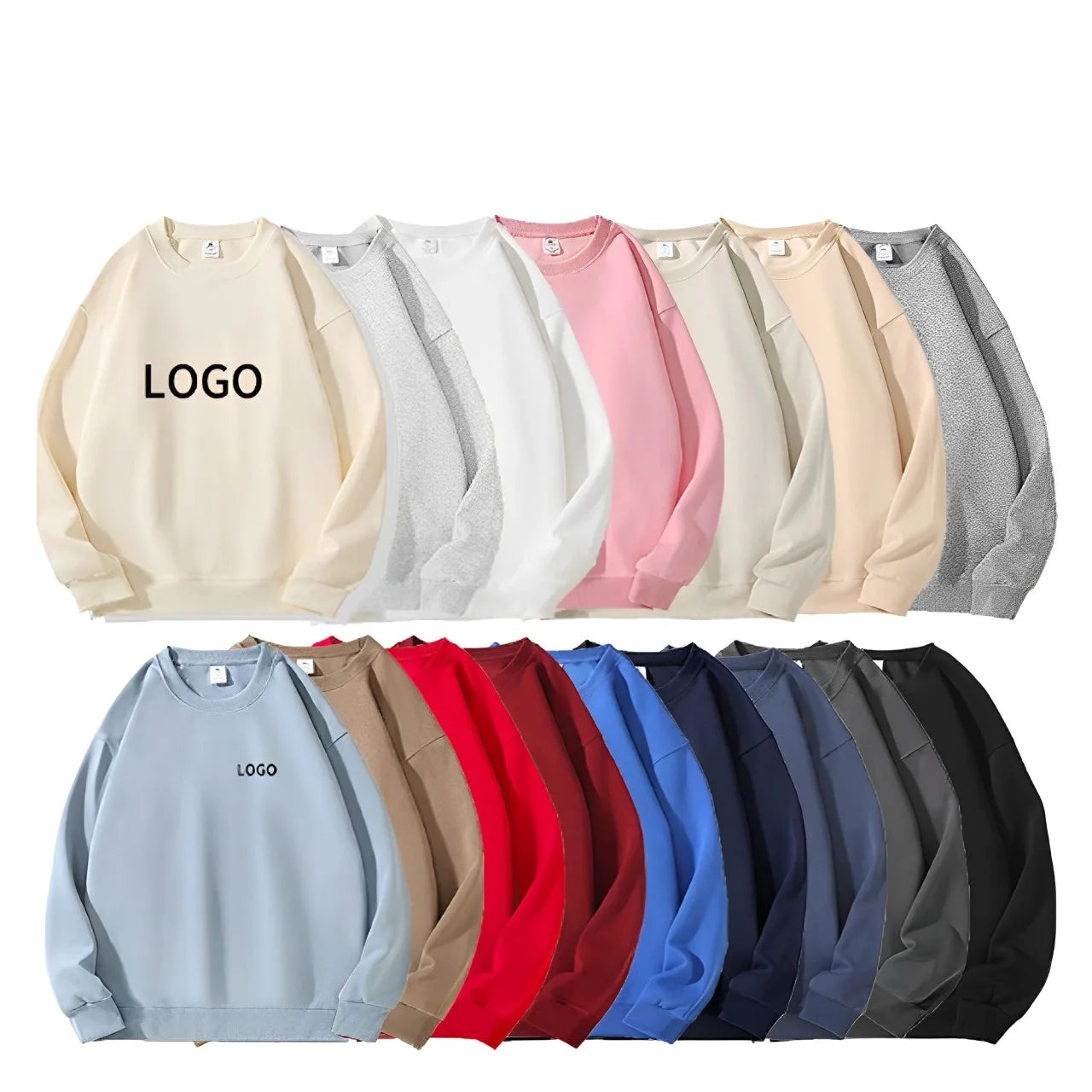 Men Hoodies Unisex Custom logo Crew Neck Sweater Embroidery Manufacturer Blank Solid Sweatshirts Winter Cotton Sweats