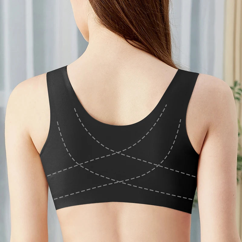 Posture Bras for Women Front Closure Wireless Brassiere Seamless Smooth Back Support Bra