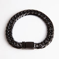 Hip Hop Stainless Steel Jewelry Polished Plated Gun Black Double Buckle Thick Bracelet for Men
