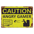 Caution Angry Gamer Vintage Metal Plate Tin Sign Warning Retro Posters Wall Stickers for Club Bar Home Decor Wall Farmhouse Shop