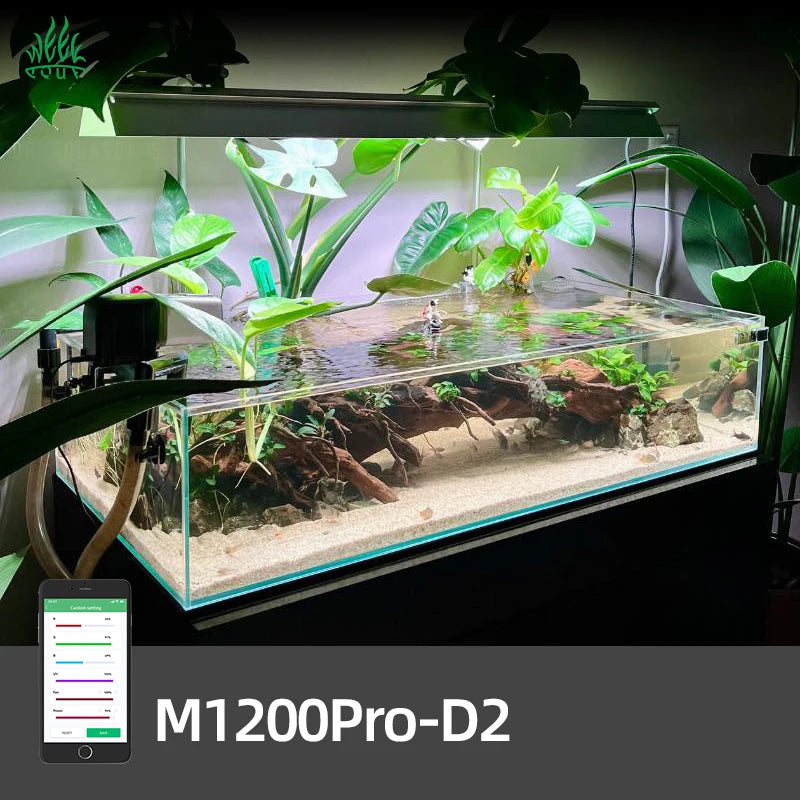 WEEKAQUA M1200D Planted Led Grow Light Bluetooth Control Timer Dimmable 4ft 120cm 100w Led Fish tank Light with Aluminum Bracket