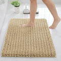 Modern Luxury Anti-Slip Solid Chenille Bath Mats Hotmelt Bottom Bath Rug Set for Bathroom