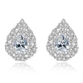 Fashion Fine Jewelry 925 Sterling Silver Water Drop Shaped Diamond Stud Earrings for Women
