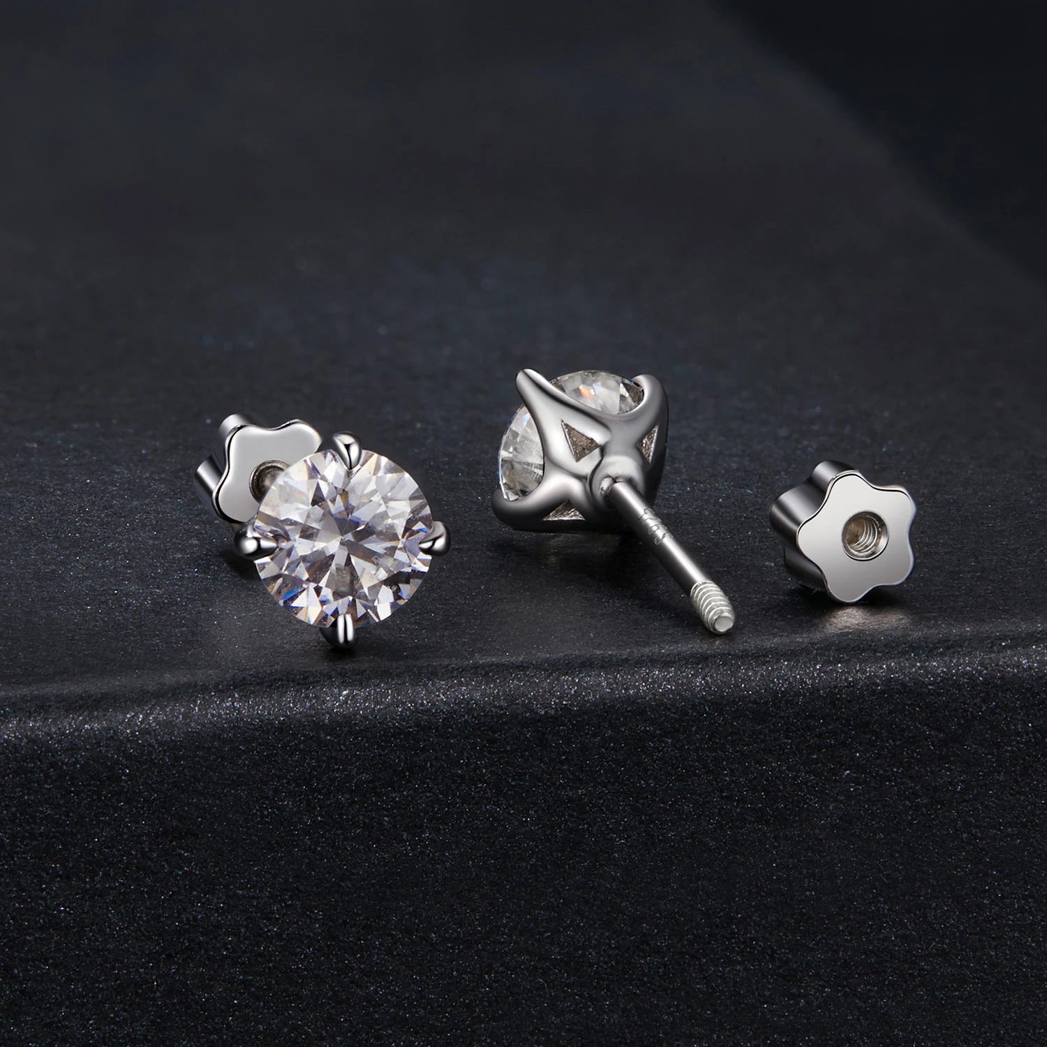 Classic Moissanite Earrings 925 Silver Brilliant 4 Prongs Round Cut Lab Created Diamond Wedding Engagement Earrings