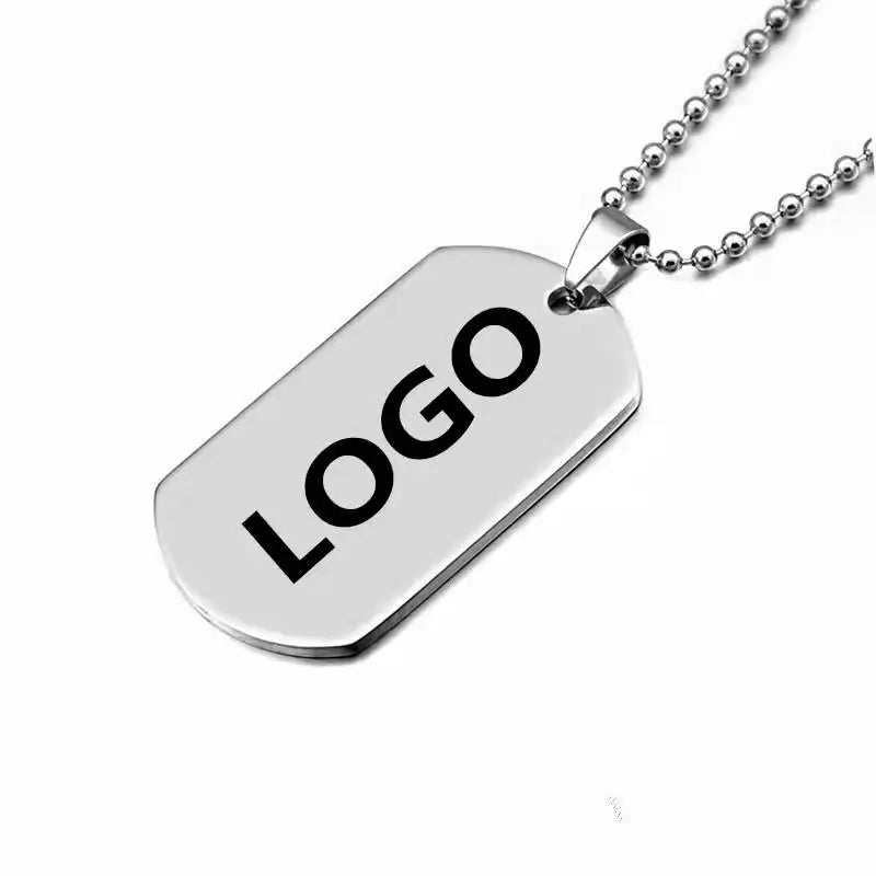 Manufacturer Customize Fashion Jewelry Stainless Steel Custom logo Engraved Pendant Necklace for Men