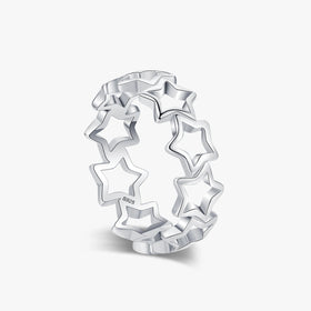 Ailmay Simple Hollow Star Real 925 Sterling Silver Rings for Women Girls Fine Design Ring Statement Jewelry Party Gift