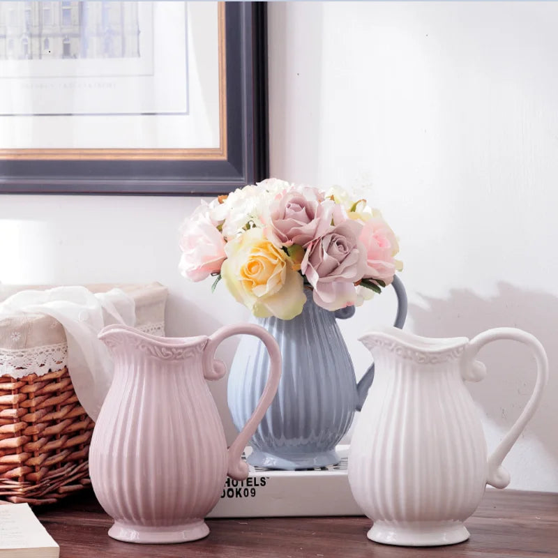 Nordic Ins Vase Ceramic Decoration Wholesale White Grey pink Blue Creative Gift Home Decoration Small Vase