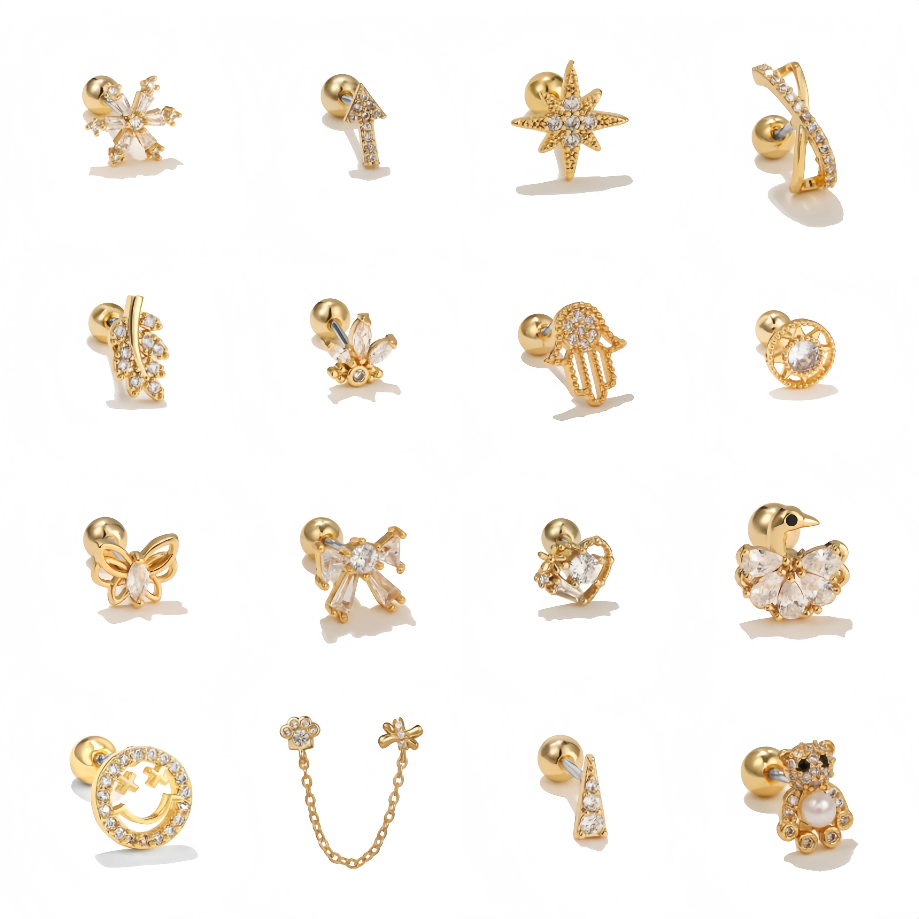 Custom Design 18K Gold Plated OL Animal Star Earrings Titanium Steel Hypoallergenic Waterproof Piercing Jewelry Fashion Studs