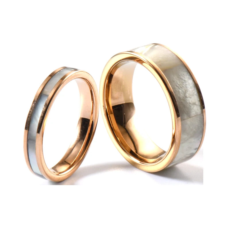 Men's Jewelry Unisex Rose Gold Plated Tungsten Carbide Wedding Band Abalone Shell Inlay Invisible Setting Engagement Ring