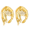 Creative Shrimp Animal Stud Earrings Exaggerated Gold Shrimp Stainless Steel Marine Life Theme Women Earrings
