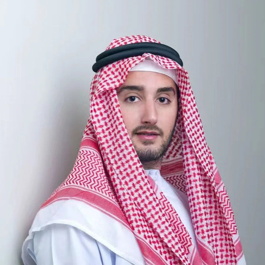 Adult Men Arab Head Scarf Polyester Head Cover Keffiyeh Middle East Desert Shemagh Wrap Muslim Headwear Arab Scarf for Men