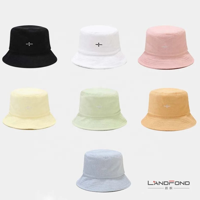 Landfond Accessory Towel Cloth Fisherman's Hat Symbol Embroidery Outdoor Sun Visor Bucket Hat