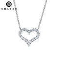 925 Sterling Silver Woman Necklace Round Cut 1.5mm Cluster-Set Choker Real Moissanite Heart Pendants Necklace