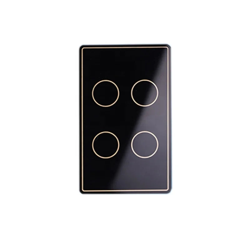 Factory custom 1/ 2 /3 /4 gang tempered 2.5D edge wall lighting touch switch glass panel