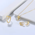 Factory Direct 925 Silver Opal Heart Set 14K Gold Plated Necklace Rings Earrings =Trendy Natural Gemstone Jewelry for Suppliers