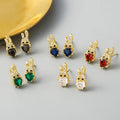 SC Gold Plated Crystal Heart Earrings Cute Animal Stud Earrings Micro Inlaid Crystal Zircon Rabbit Earrings