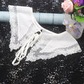 Front Tie White O-Neck Detachable Embroidery Flower White Organza Ladies Female Fake Collar for Dress Garment Accessories
