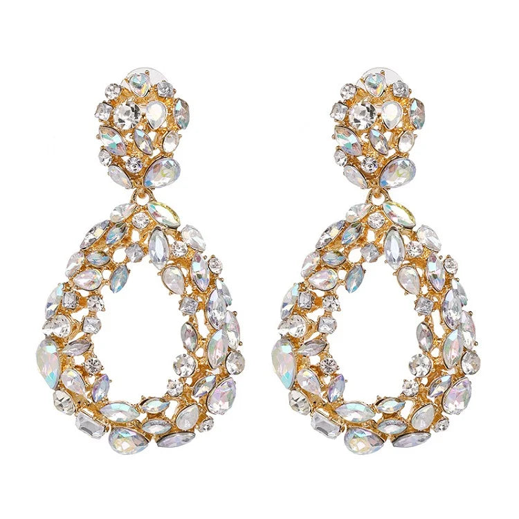 Wholesale New Design Women Fashion Earrings Jewelry Accessories Charm Big Simple Hoop Colorful Multi Crystal Stud Earring