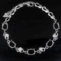 Sterling Silver 6*8mm Semi Mount Bracelet Blank Empty Support Mountain Setting S925 Base Holder Without Stone for DIY Inlay