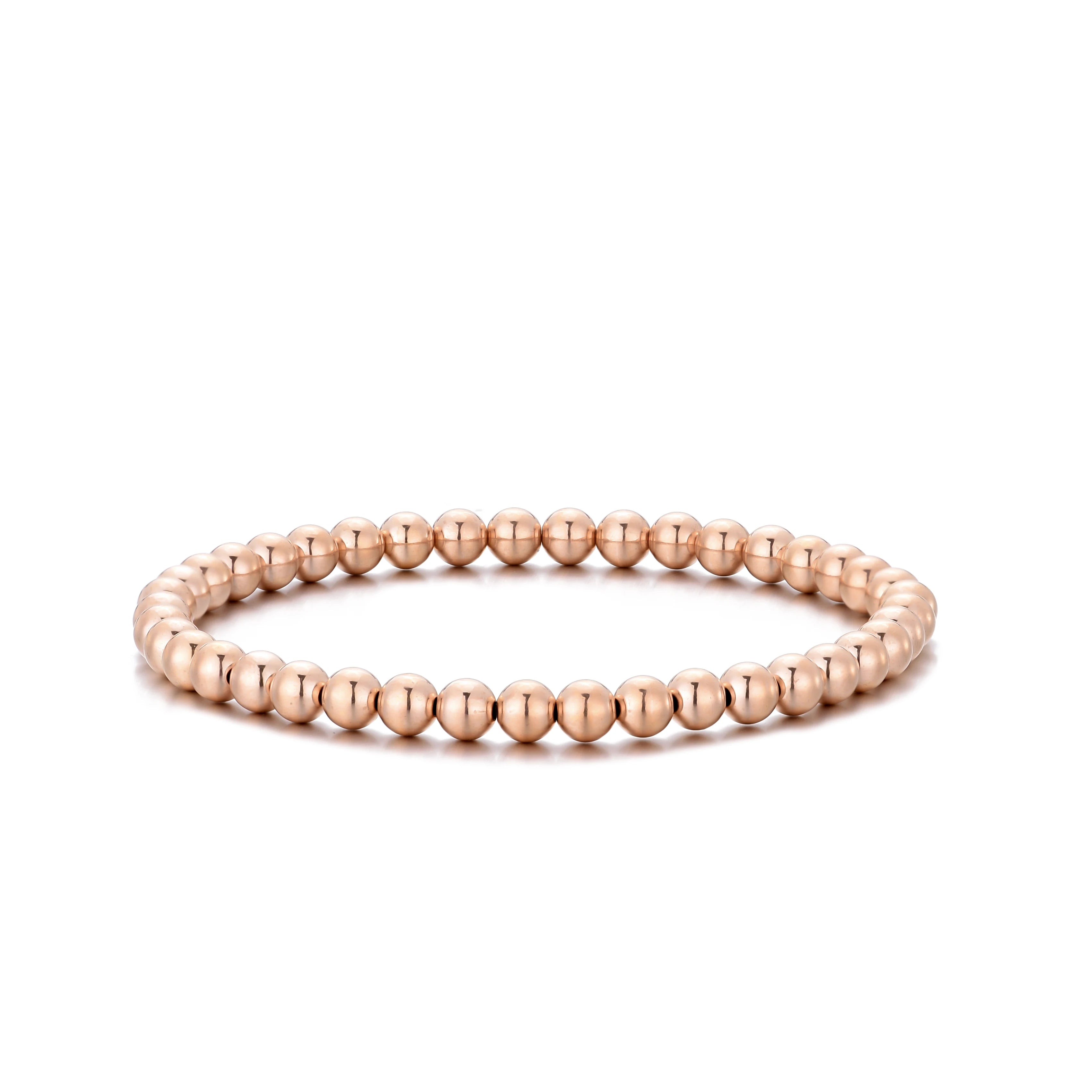 Fashion Custom Stretchy Beaded Rose Gold Filled Bracelets for Women Permanent Jewelry Use
