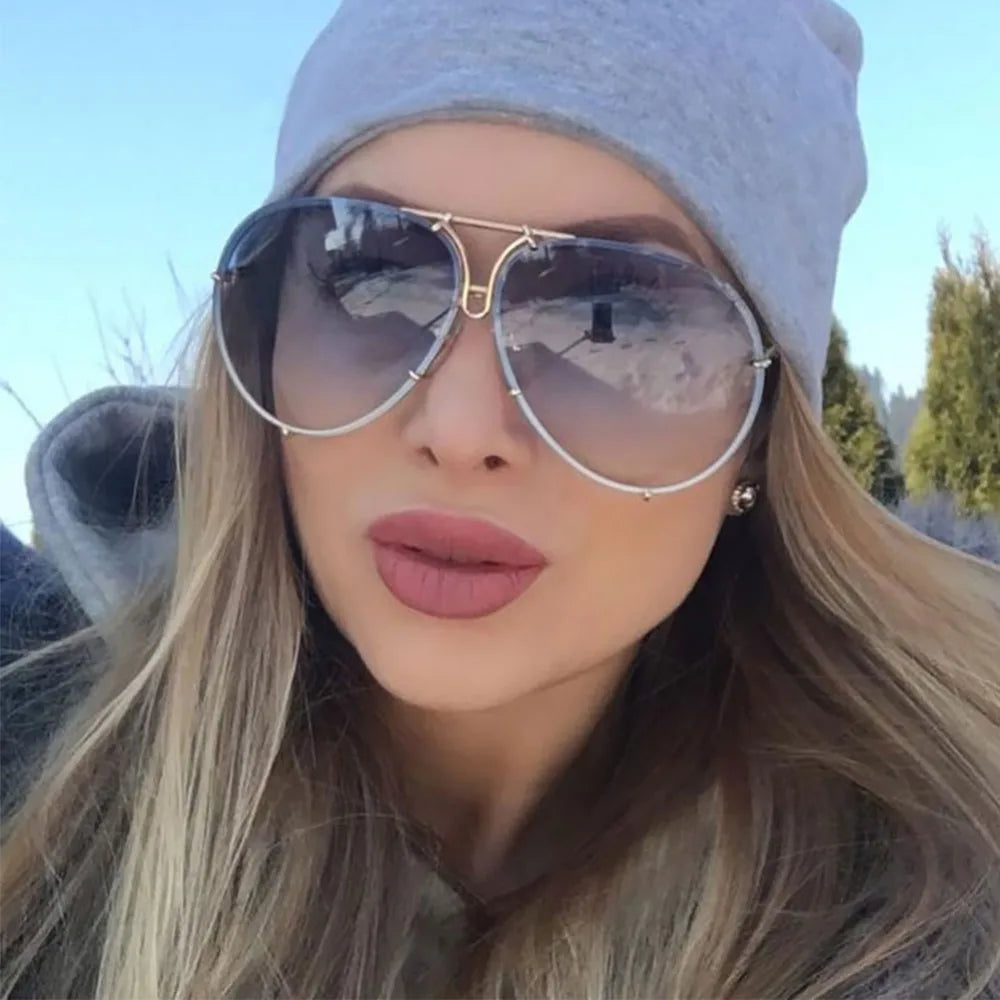 New Fashion Sunglasses Women Oversized Luxury Sun Glasses Female Cool Mirror UV400 Lady Eyewear Shades for Women