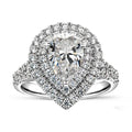 CZ Engagement Weeding Jewelry Cubic Zircon 925 Sterling Silver 2 CT Pear Cut Halo Women Bridal Rings Set