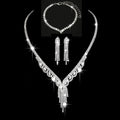 DAIHE Set-3372 Zircon Earrings Studs Necklace Bracelet Three-piece Wedding Head Set
