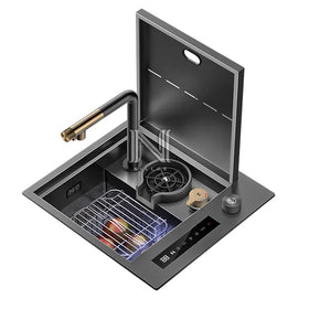 4542 New Technology Single Nano Black Hidden Digital Smart Kitchen Sink 45x42cm Handmade Undermount Dishwasher Compatibility