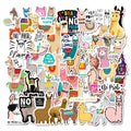 50Pcs Funny Alpaca Sheep Animal Cute Animal Cup Decoration Girl Vinyl PVC Label Stickers