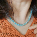Factory Direct Vintage Style Turquoise Chalcedony Bead Necklace and Bracelet Set New Design Fashion for Women's Wedding Party