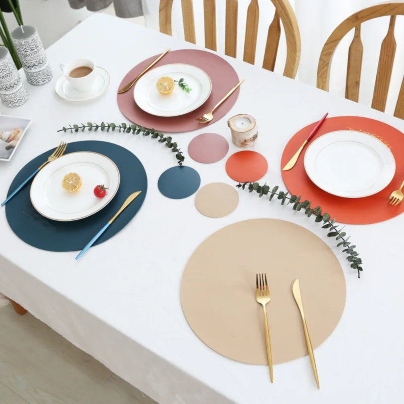 Modern Double-sided Placemats Faux Leather Table Placemat Customizable Logo Placemats for Home Restaurant Decoration
