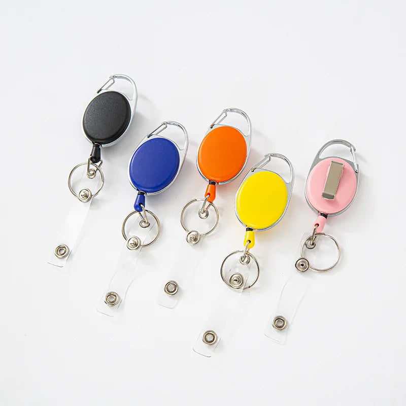 Custom logo Nurse Badge Reel Retractable Badge Holder Keychain with Carabiner Reel Clip Key Ring