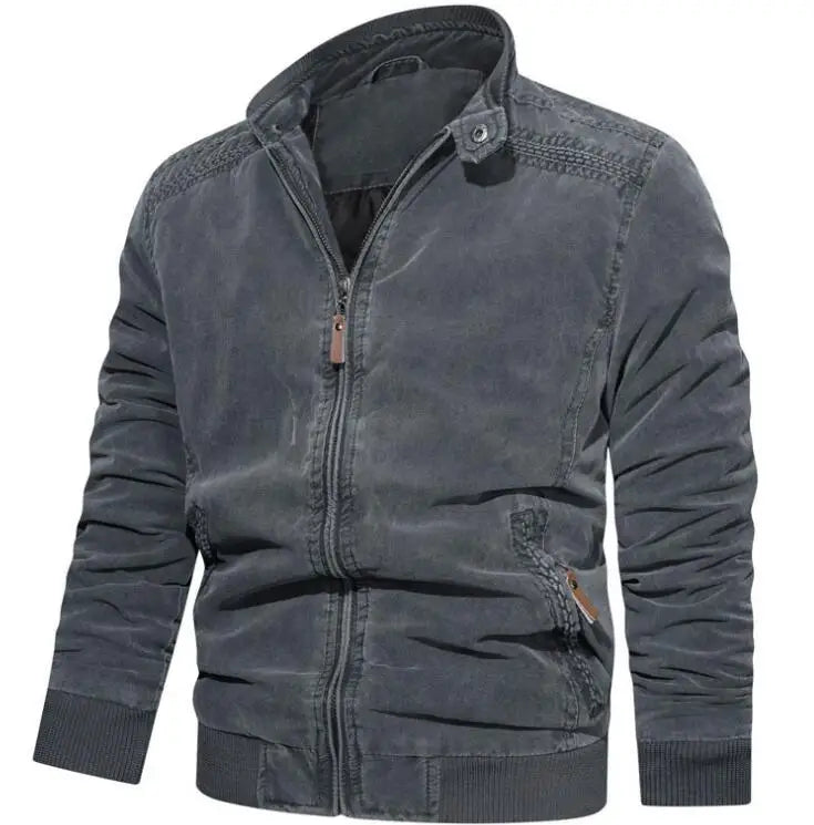Wholesale Casual Vintage Jacket Cotton Stand Collar Long Sleeve Loose Men's Big Size Jackets